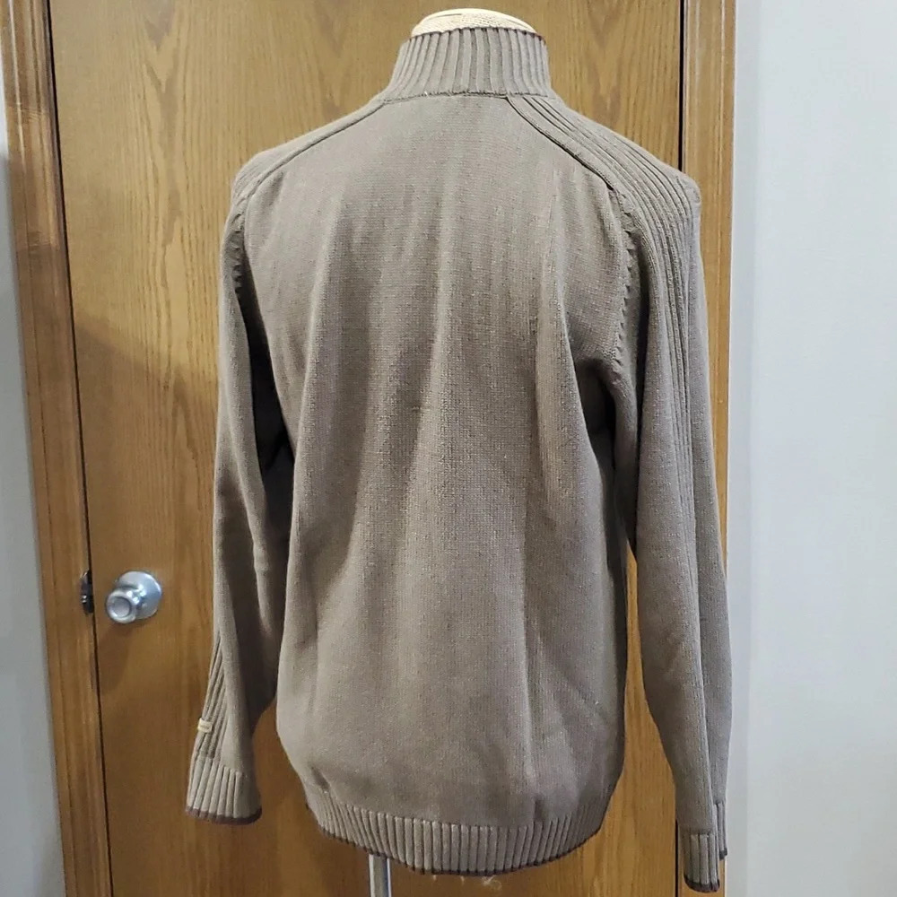 Columbia tan ribbed 1/4 zip warm cotton sweater - Picture 4 of 6